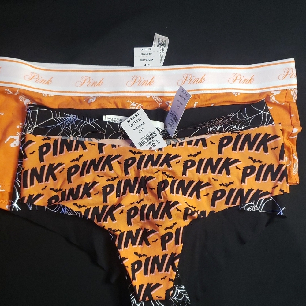 PINK Victoria's Secret Orange and Black Halloween Panties